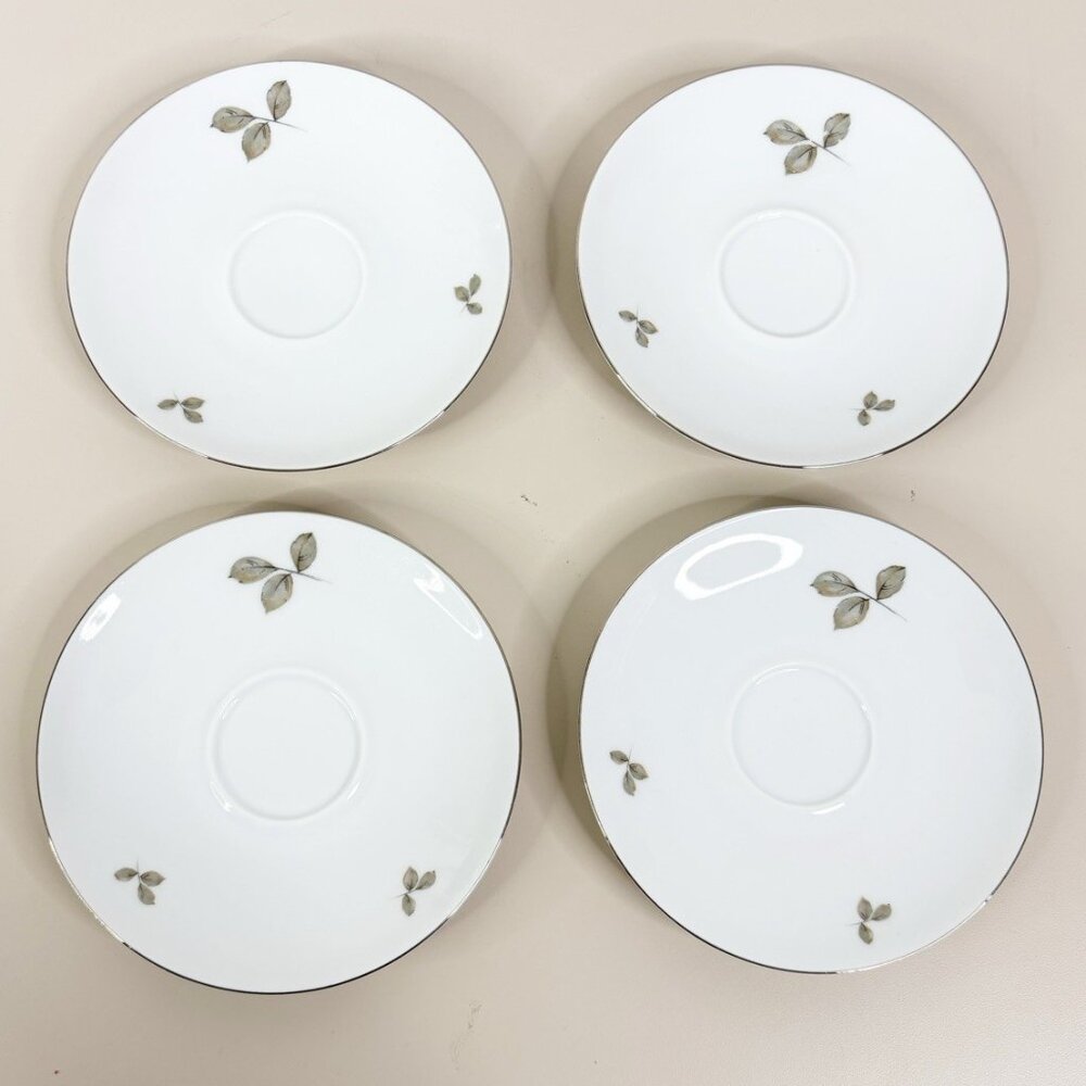 Winterling Smoke Rose Gray White Tea Saucers (Set Of 4) Bavaria Germany EUC